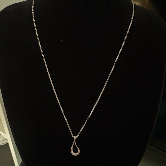 Tiffany & Co Elsa Peretti 925 Sterling  Silver Open Teardrop Necklace - Picture 5 of 11